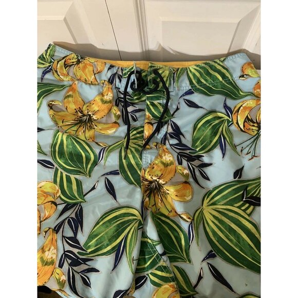 Nautica Men’s Sz 33 Swim Trunk Board Shorts Surf Hawaiian Khaki Multicolored - Picture 3 of 6